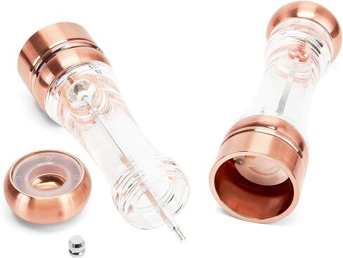 8inches Salt and Pepper Grinders Refillable Set, Clear Ceramic Peppercorns Sea Salt Mill with Adjustable Coarseness, for Kitchen Restaurant by DEERLET (2pcs) in Saudi Arabia