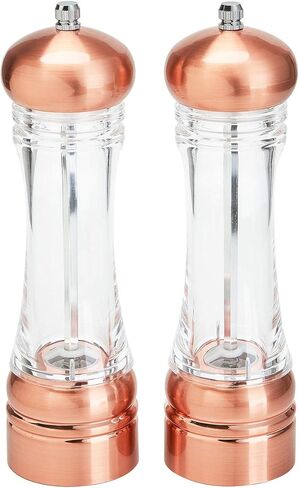 مجموعة مطاحن الملح والفلفل مقاس 8 بوصات قابلة لإعادة الملء، مطحنة ملح البحر من السيراميك الشفاف مع خشونة قابلة للتعديل، لمطعم المطبخ من ديرليت (قطعتان) in Kuwait