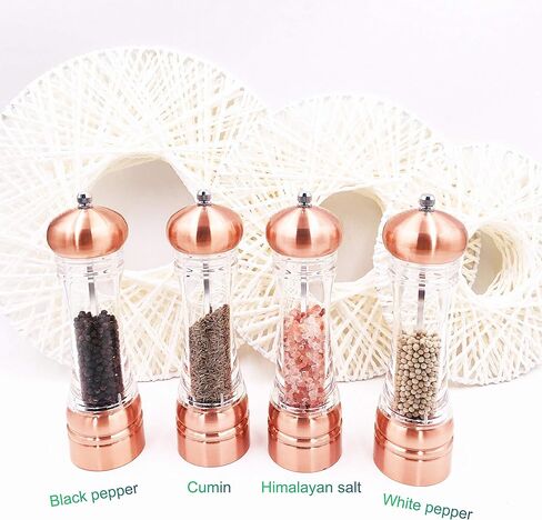 مجموعة مطاحن الملح والفلفل مقاس 8 بوصات قابلة لإعادة الملء، مطحنة ملح البحر من السيراميك الشفاف مع خشونة قابلة للتعديل، لمطعم المطبخ من ديرليت (قطعتان) in Kuwait