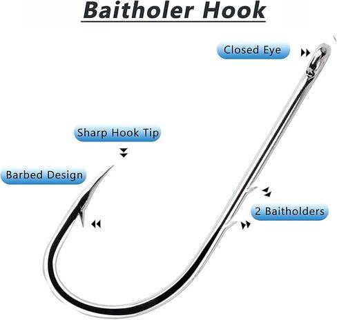 50pcs Bait Holder Hooks, Long Shank Fishing Hook, Straight Handle High Carbon Steel Sharp Barbed Bait Hook Fishing Tackle Accessories 2# in Saudi Arabia
