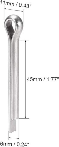 uxcell Split Cotter Pin - 5mm x 60mm 304 Stainless Steel 2-Prongs Silver Tone Fastener Clip Key 4Pcs in Saudi Arabia