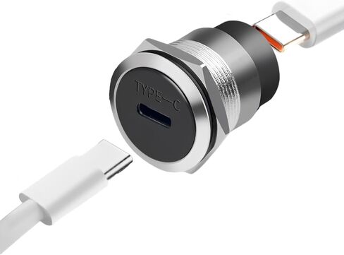 USB-C 3.1 Panel Mount Adapter - Threaded Fixed Mount, Type-C Female-to-Female Connector, 10Gbps, with Anti-Loosening Gasket & Dust-Proof Cover for Dashboards & Device Panels (Silver) in Saudi Arabia