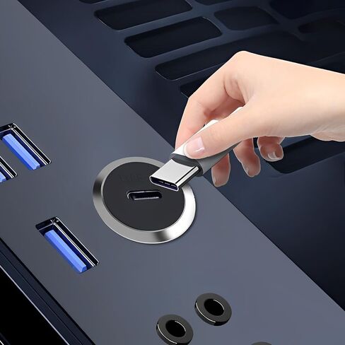 USB-C 3.1 Panel Mount Adapter - Threaded Fixed Mount, Type-C Female-to-Female Connector, 10Gbps, with Anti-Loosening Gasket & Dust-Proof Cover for Dashboards & Device Panels (Silver) in Saudi Arabia