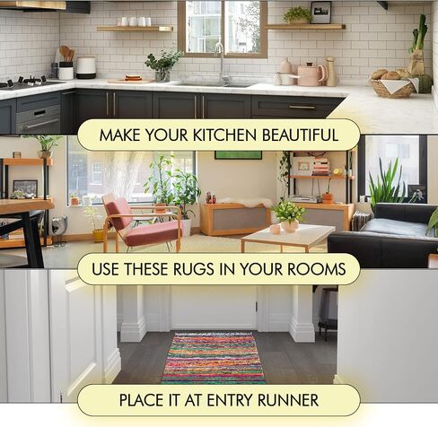 Eleet Eco Friendly 100% Recycled Cotton Chindi Rug - 3.5x6 Ft Hand Woven & Reversible for Living Room Kitchen Entry Runner (3.5x6 Feet, Blue Dyed Chindi Rug) in Saudi Arabia