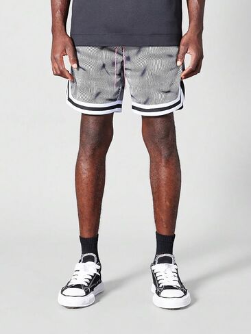WDIRARA Men's Letter Print Striped Drawstring Waist Track Shorts Casual Shorts in Saudi Arabia
