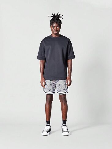 WDIRARA Men's Letter Print Striped Drawstring Waist Track Shorts Casual Shorts in Saudi Arabia
