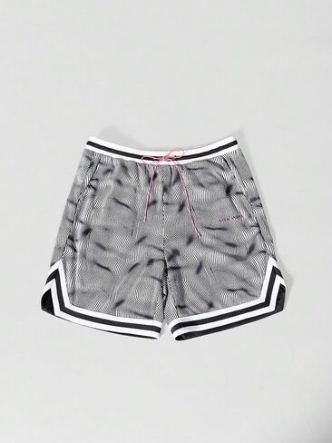 WDIRARA Men's Letter Print Striped Drawstring Waist Track Shorts Casual Shorts in Saudi Arabia