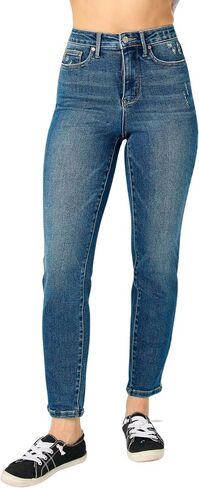 Judy Blue Women's High-Rise Tummy Control Slim Jeans 88776 (Dark Blue, 24 Plus) in Saudi Arabia