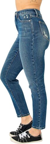 Judy Blue Women's High-Rise Tummy Control Slim Jeans 88776 (Dark Blue, 24 Plus) in Saudi Arabia