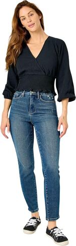 Judy Blue Women's High-Rise Tummy Control Slim Jeans 88776 (Dark Blue, 24 Plus) in Saudi Arabia