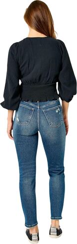 Judy Blue Women's High-Rise Tummy Control Slim Jeans 88776 (Dark Blue, 24 Plus) in Saudi Arabia