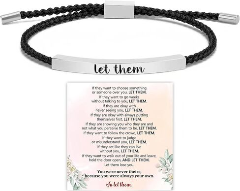 Let Them Tube Bracelet for Women, Self Worth Motivation Bracelet Adjustable Braided Rope Handmade Engraved Bracelet Stainless Steel To My Daughter Inspirational Jewelry Gifts for Women Best Friend in Saudi Arabia