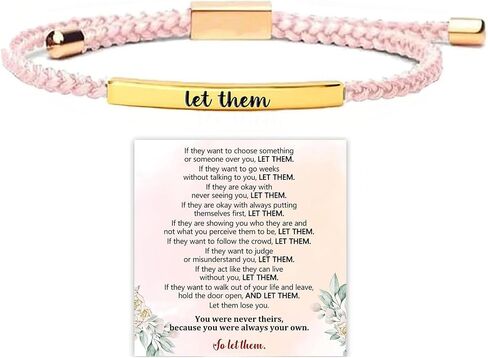 Let Them Tube Bracelet for Women, Self Worth Motivation Bracelet Adjustable Braided Rope Handmade Engraved Bracelet Stainless Steel To My Daughter Inspirational Jewelry Gifts for Women Best Friend in Saudi Arabia