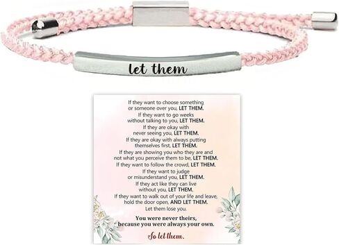 Let Them Tube Bracelet for Women, Self Worth Motivation Bracelet Adjustable Braided Rope Handmade Engraved Bracelet Stainless Steel To My Daughter Inspirational Jewelry Gifts for Women Best Friend in Saudi Arabia