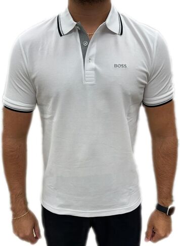 قميص بولو للرجال من Hugo Boss (الولايات المتحدة، Alpha، Medium، Regular، Regular، White BOSS Logo) in Saudi Arabia