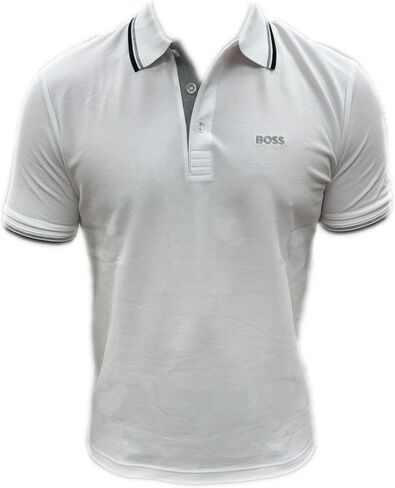 قميص بولو للرجال من Hugo Boss (الولايات المتحدة، Alpha، Medium، Regular، Regular، White BOSS Logo) in Saudi Arabia