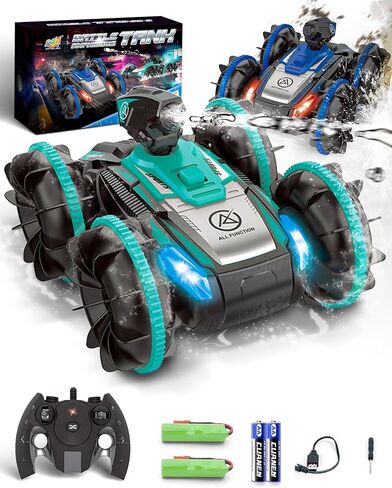 Remote-Control Car RC Boat for Pool: Amphibious Car Toys with Water Gun for Kids ages 6 7 8-12 Adults — 2.4 GHz Waterproof RC Monster Truck Stunt Car Vehicle — All Terrain Beach Car Toy for Gifts in Saudi Arabia