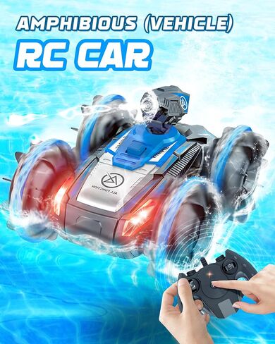 Remote-Control Car RC Boat for Pool: Amphibious Car Toys with Water Gun for Kids ages 6 7 8-12 Adults — 2.4 GHz Waterproof RC Monster Truck Stunt Car Vehicle — All Terrain Beach Car Toy for Gifts in Saudi Arabia