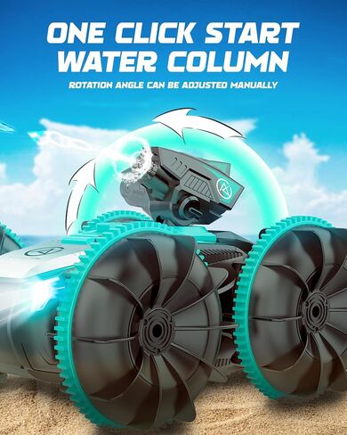 Remote-Control Car RC Boat for Pool: Amphibious Car Toys with Water Gun for Kids ages 6 7 8-12 Adults — 2.4 GHz Waterproof RC Monster Truck Stunt Car Vehicle — All Terrain Beach Car Toy for Gifts in Saudi Arabia