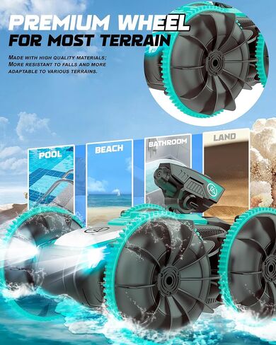 Remote-Control Car RC Boat for Pool: Amphibious Car Toys with Water Gun for Kids ages 6 7 8-12 Adults — 2.4 GHz Waterproof RC Monster Truck Stunt Car Vehicle — All Terrain Beach Car Toy for Gifts in Saudi Arabia