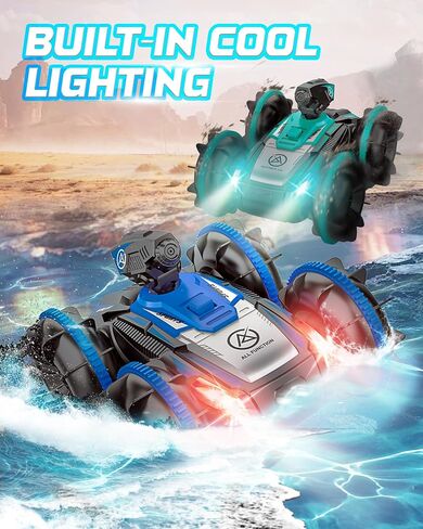 Remote-Control Car RC Boat for Pool: Amphibious Car Toys with Water Gun for Kids ages 6 7 8-12 Adults — 2.4 GHz Waterproof RC Monster Truck Stunt Car Vehicle — All Terrain Beach Car Toy for Gifts in Saudi Arabia