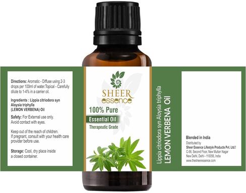 Lemon Verbena Oil (Lippia Citriodora Syn Aloysia Triphylla) Essential Oil 100% Pure Natural Undiluted Uncut Therapeutic Grade Oil 0.51 Fl.OZ in Saudi Arabia