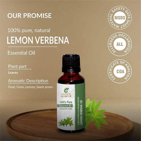 Lemon Verbena Oil (Lippia Citriodora Syn Aloysia Triphylla) Essential Oil 100% Pure Natural Undiluted Uncut Therapeutic Grade Oil 0.51 Fl.OZ in Saudi Arabia