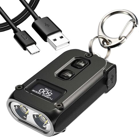 Nitecore TINI 2 Keychain Flashlight, Gray 500 Lumen USB-C Rechargeable with Digital Display LumenTac Charging Cable in Saudi Arabia
