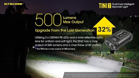 Nitecore TINI 2 Keychain Flashlight, Gray 500 Lumen USB-C Rechargeable with Digital Display LumenTac Charging Cable in Saudi Arabia