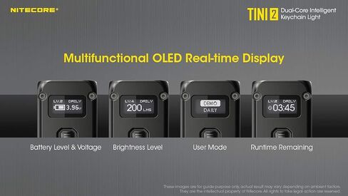 Nitecore TINI 2 Keychain Flashlight, Gray 500 Lumen USB-C Rechargeable with Digital Display LumenTac Charging Cable in Saudi Arabia