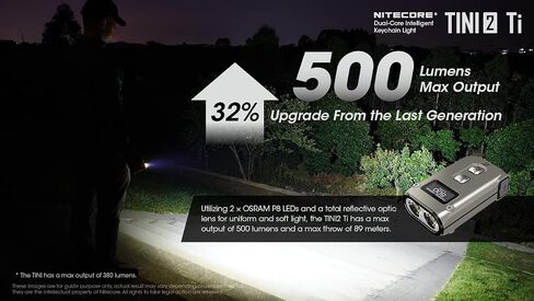 Nitecore TINI 2 Keychain Flashlight, Gray 500 Lumen USB-C Rechargeable with Digital Display LumenTac Charging Cable in Saudi Arabia