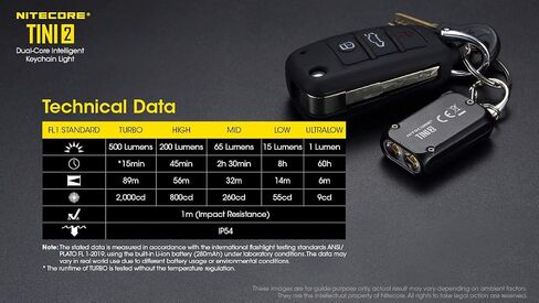Nitecore TINI 2 Keychain Flashlight, Gray 500 Lumen USB-C Rechargeable with Digital Display LumenTac Charging Cable in Saudi Arabia