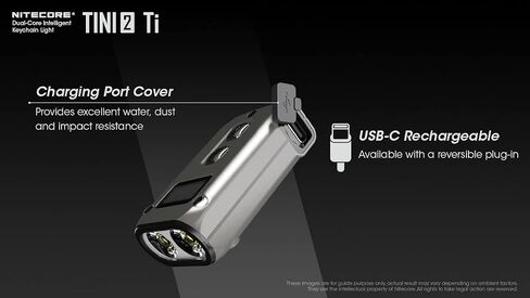 Nitecore TINI 2 Keychain Flashlight, Gray 500 Lumen USB-C Rechargeable with Digital Display LumenTac Charging Cable in Saudi Arabia