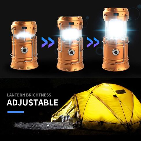 LED Camping Lantern, Solar and Rechargeable Lantern Flashlight Collapsible and Portable Light for Daily/Camp/Hiking/Night Fishing/Emergency/Hurricanes/Storm(Blue, 1 Pack) in Saudi Arabia