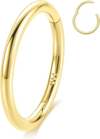 GAGABODY 14K Solid Gold Nose Rings Hoop Yellow Gold Septum Rings Conch Piercing Jewelry 20g/18g/16g Tragus Helix Piercing Jewelry Cartilage Daith Earring Lip Rings in Kuwait