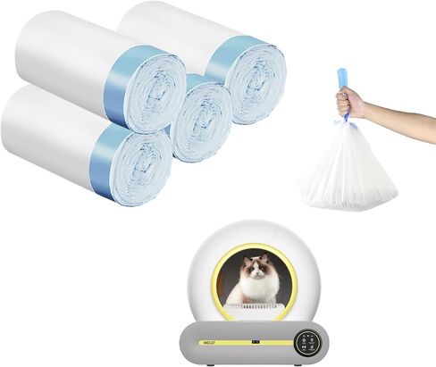 60 Units (4 Rolls × 15) Self Cleaning Litter Box Liners Bag Refill Portable Cat Litter Waste Replaced Receptacles Bags with Drawstring Heavy Duty for IMGCAP Auto Self-Cleaning Cat Litter Box 18"×17" in Saudi Arabia