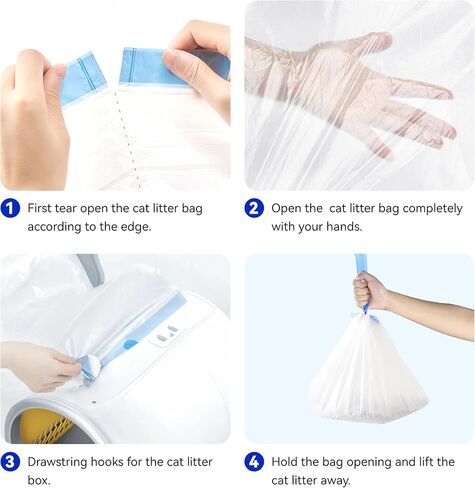 60 Units (4 Rolls × 15) Self Cleaning Litter Box Liners Bag Refill Portable Cat Litter Waste Replaced Receptacles Bags with Drawstring Heavy Duty for IMGCAP Auto Self-Cleaning Cat Litter Box 18"×17" in Saudi Arabia