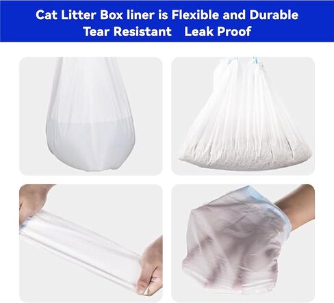 60 Units (4 Rolls × 15) Self Cleaning Litter Box Liners Bag Refill Portable Cat Litter Waste Replaced Receptacles Bags with Drawstring Heavy Duty for IMGCAP Auto Self-Cleaning Cat Litter Box 18"×17" in Saudi Arabia