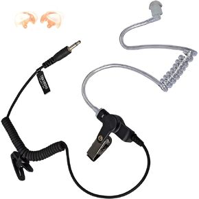 TWAYRDIO 3.5mm Receiver and Listen Only Surveillance Headset Clear Acoustic Earpiece with One Pair Medium Earmolds for Two-Way Radios, Transceivers and Radio Speaker Mics Jacks