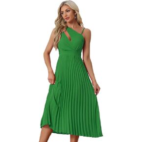 Allegra K Women's Summer Pleated Dress One Shoulder Sleeveless Cinched Waist Party Cocktail Dresses