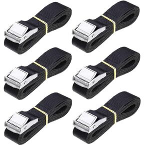 6Pack 8FT Lashing Straps Down Straps Heavy Dust Cargo Tie Down Black Nylon Straps with Zinc Alloy Lock 8ft(Black,2.5m x 25mm)