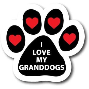Magnet Me Up I Love My Granddog with Hearts Pawprint Magnet Decal - 5 Inch - Heavy-Duty Automotive Magnet - Show Your Affection for Your Granddog with Heartfelt Pawprints - Perfect for Car, Truck, SUV