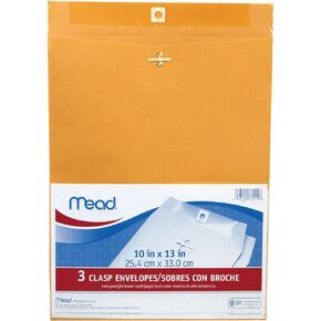 MeadWestvaco 76014 10" X 13" Heavyweight Kraft Clasp Envelopes 3 Count