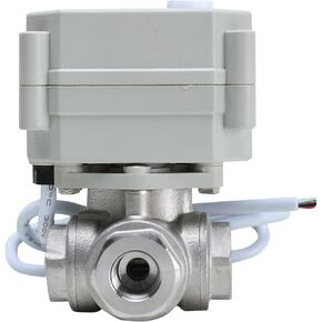 1/2" DN15 3 Way L Port Stainless Steel 304 NPT Reverse Polarity On/Off With Electrical Position Feedback Wires Motorized Ball Valve