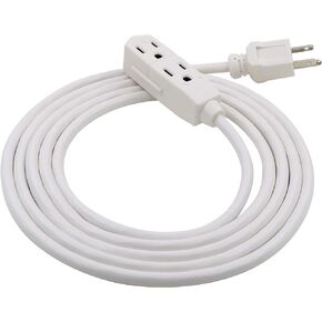Clear Power 6ft 3 Outlet Indoor Flat Plug Extension Cord 16/3 SPT-2, White, 3 Prong Grounded, DCIC-00442P-DC (2-Pack)