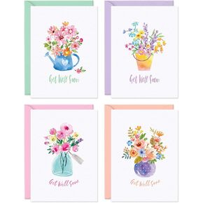 Sweetzer & Orange Bulk Get Well Cards With Envelopes, 24 Get Well Soon sheets Bundel. 300gsm Thick Greeting Cards and (120gsm) Envelopes, Feel Better Soon decor sheets