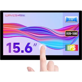 waveshare 15.6inch QLED Display Compatible with Raspberry Pi 4B/3B+/3B/2B/B+/A+/Zero/Zero W/WH/Zero 2W 1920 × 1080 Resolution 10 Points Touch Supports Jetson Nano and Windows 11/10/8.1/8/7