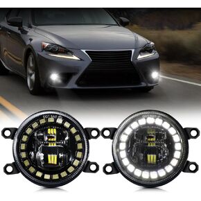 Auxbeam LED Fog Lights with Halo DRL, Daytime Runing Lights IP67 Universal for Toyota Camry Corolla RAV4 Yaris Prius Highlander Venza Avalon Matrix Solara, Fog Lamps for Lexus GS IS LX RX ES CT