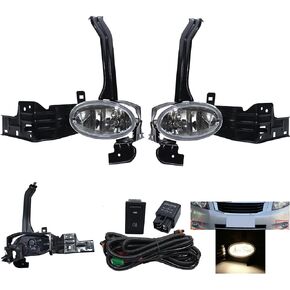 Fog Lights Assembly For 2008-2010 Honda Accord Sedan |Driving Fog Lights Lamps Clear Lens | With H11 12V 35W Halogen Bulbs & Wiring Harness Kit