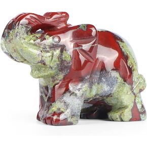 2" Elephant Decor Elephant Statue Elephant Figurine Elephant Gifts for Adults Woman Lucky Carving Animal Crystal Home Indoor Outdoor Ocean Jasper